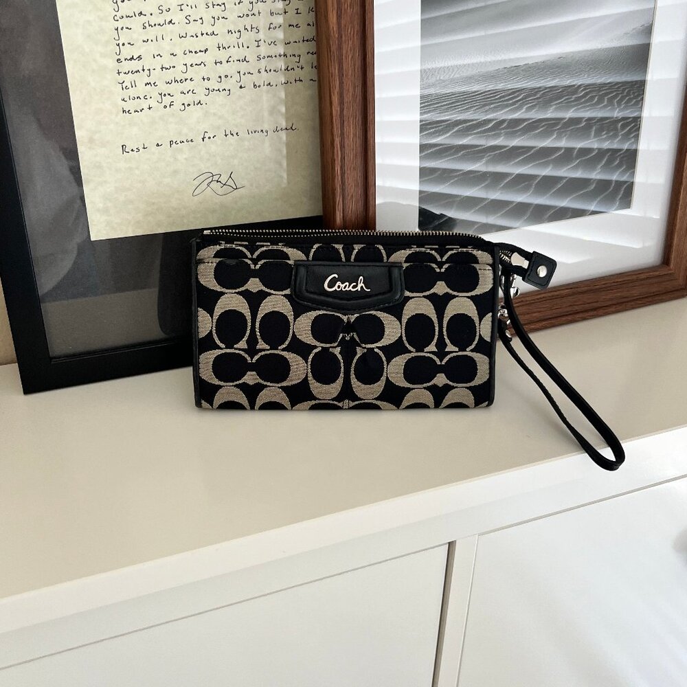 Coach Black Original Print Large Wallet